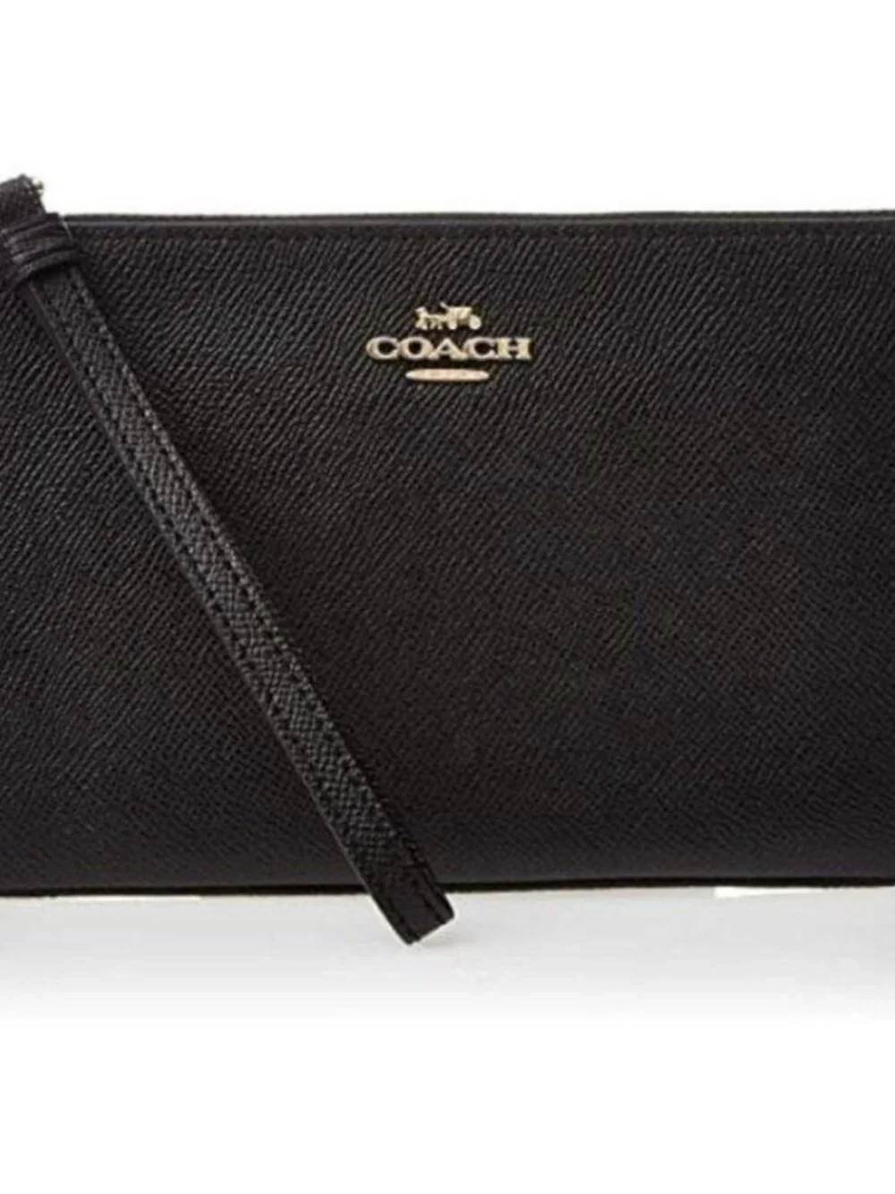 Coach Black Large Crossgrain Leather Wristlet